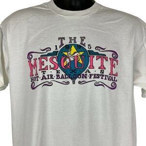 Vintage 90s Mesquite Hot Air Balloon Festival T Shirt Texas White USA XL X-Large